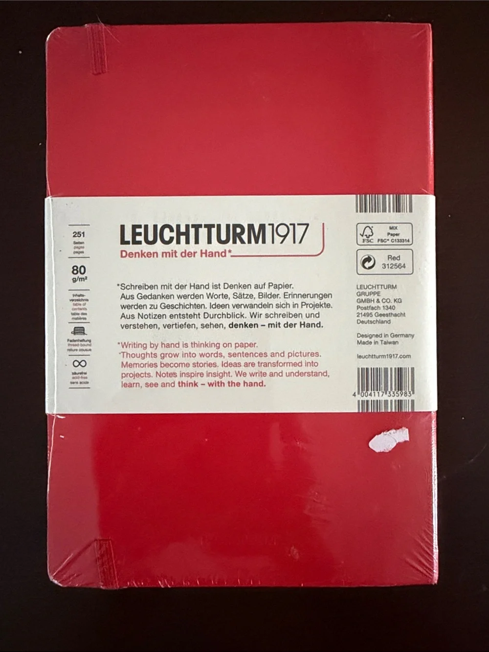 A5 Squared Notebook in Red with Elastic Closure